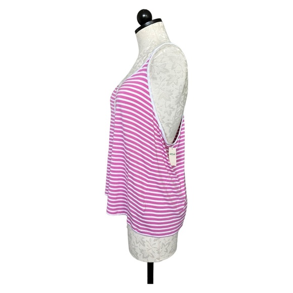Aerie NEW Pajama Henley Tank Top Pink & White Stripes Racerback Size Large - Picture 6 of 15